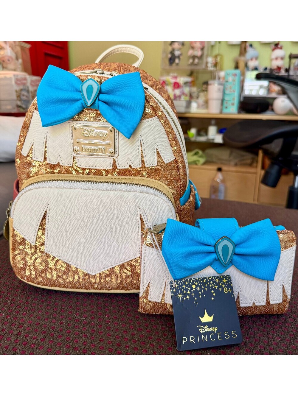 Loungefly Disney Pocahontas Sequin Mini Backpack Wallet SET NWT Vaulted WDBK2623